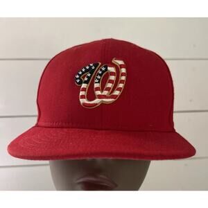 Men's New Era Cap MLB Washington Nationals Red American Flag 59FIFTY Hat 6 7/8